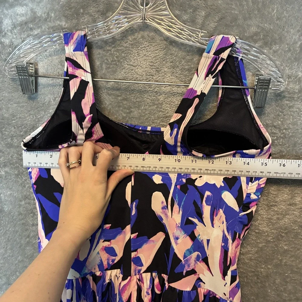 Swimsuits for All Womens Floral Side Slit Swim Dress 16 Plus Botanical Colorful